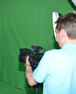 Filming in the green screen studio